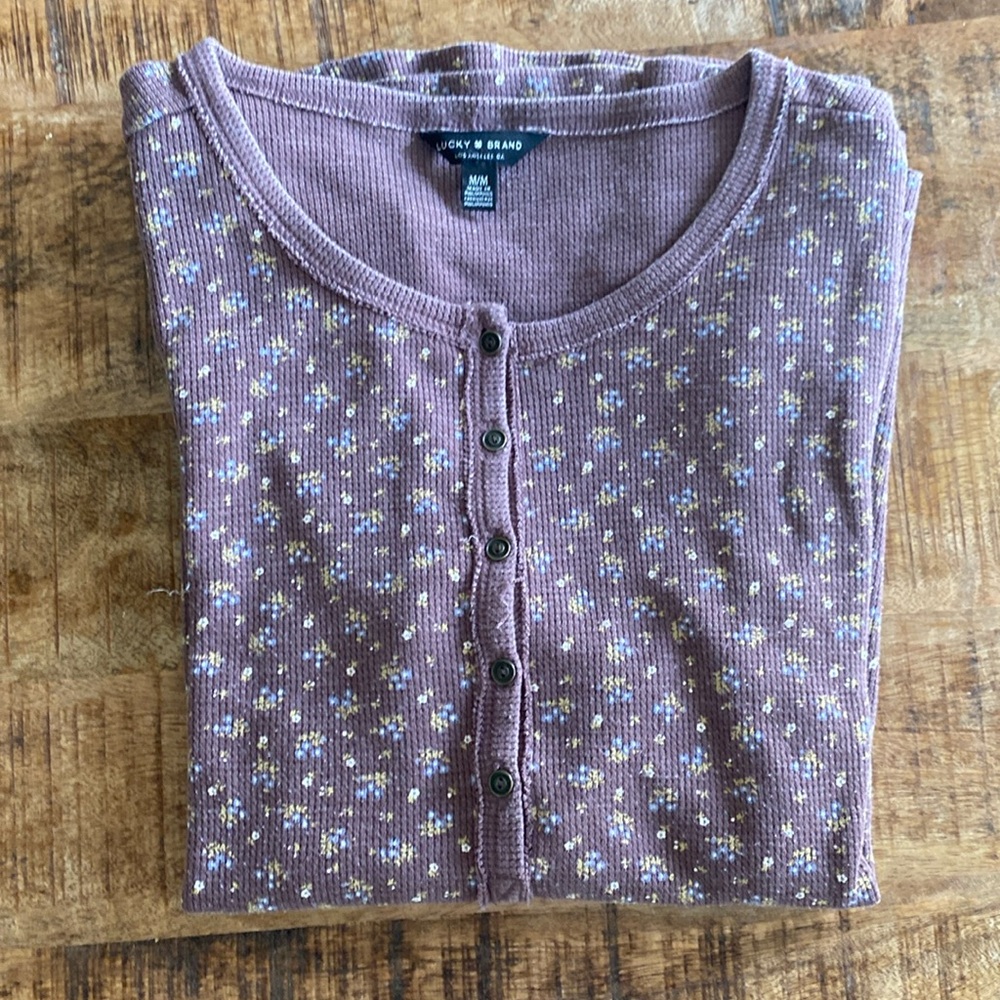 Lucky Brand Floral Thermal Henley